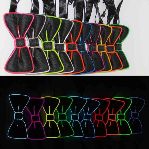 Bowknot LED Bow Tie Glowing EL Wire Light Up 10 Colors Bow Tie For DJ Bar Club Evening Party Decoration OOA2095