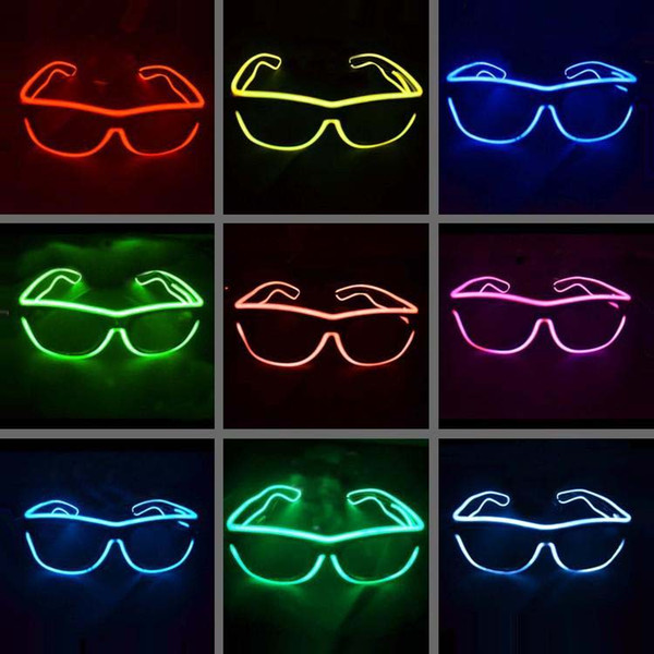 EL Glasses EL Wire Fashionable Neon LED Light Glowing Sunglasses Rave Costume Party DJ Multiple Colors