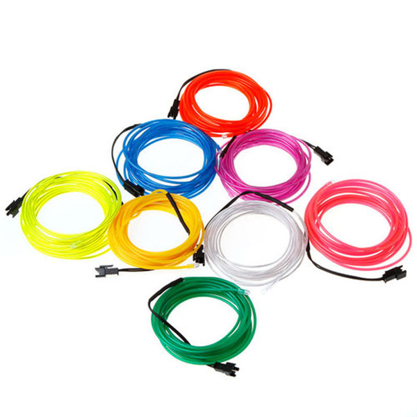 10 color Flexible Neon Light Glow EL Wire Rope Tube Car Dance Controller 3M/ 9ft 5M/16ft