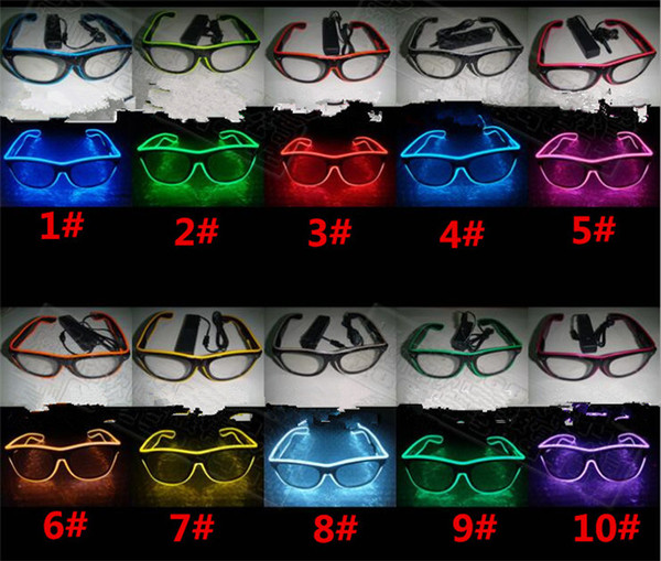 LED Party Lighting Glasses Fashion EL Wire led neon glasses for Xmas Birthday Halloween neon party Bar decor supplies Y080