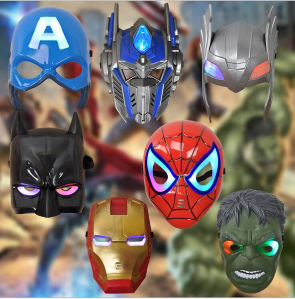 LED Masks Children Animation Cartoon Spiderman Light Mask Masquerade Full Face Masks Halloween Costumes Party Gift WX-C07