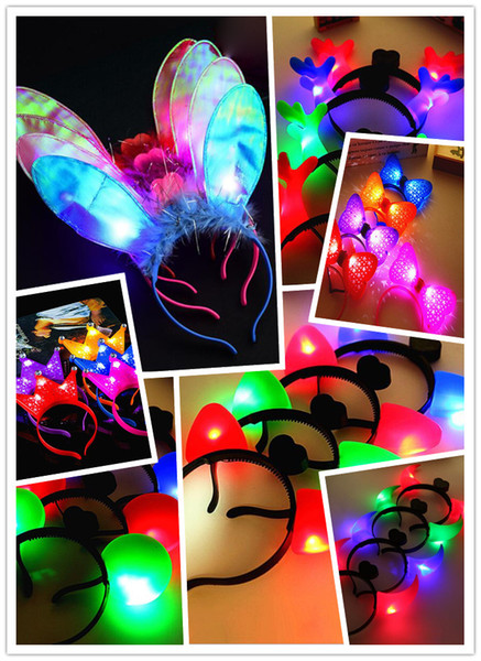 Ear head with plastic LED lighting headband in the dark Halloween Christmas decoration with a concert props cute