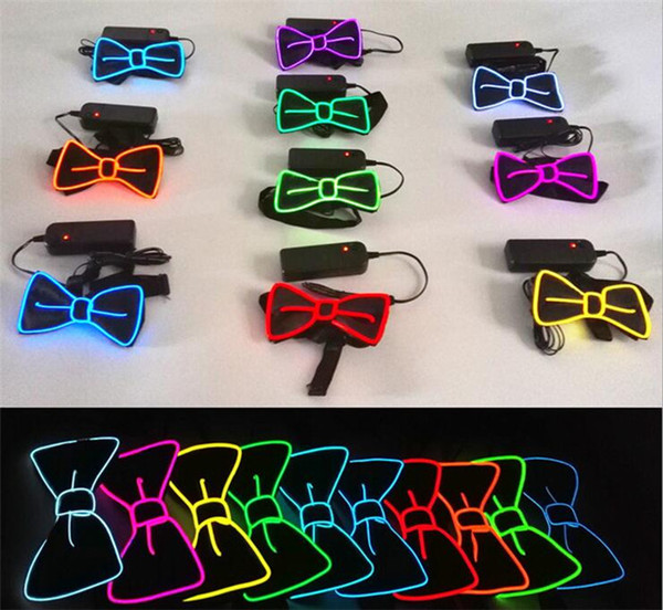 Fashion LED Bow Tie Lumious Neck Tie Cosplay Party DJ Club Glowing Halloween Light Up Evening Party A08