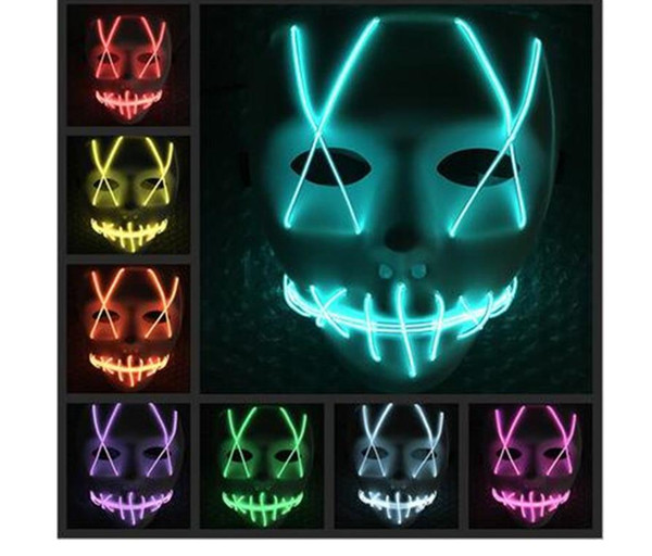 Hot LED Light Mask Led strip Flexible neon sign Light Glow EL Wire Rope Neon Light Halloween face Controller christmas Lights