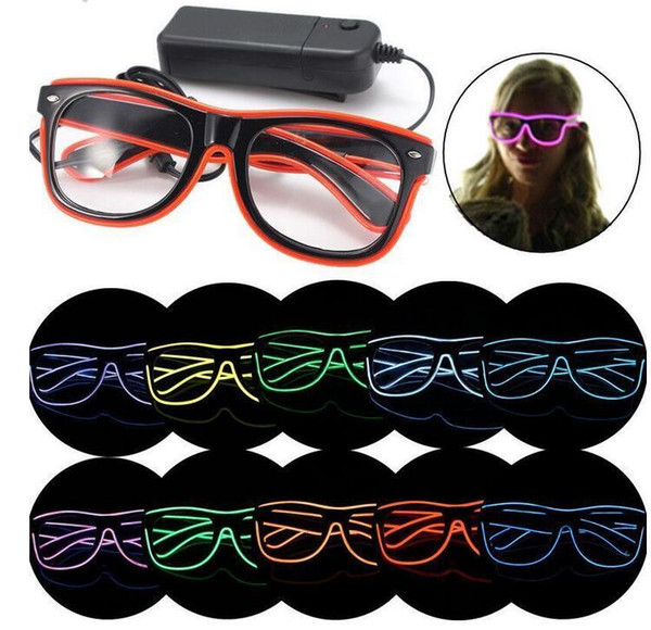 LED Party Glasses Fashion EL Wire Glasses Birthday Halloween Party Bar Decorative Supplier Luminous Glasses Eyewear 100pcs