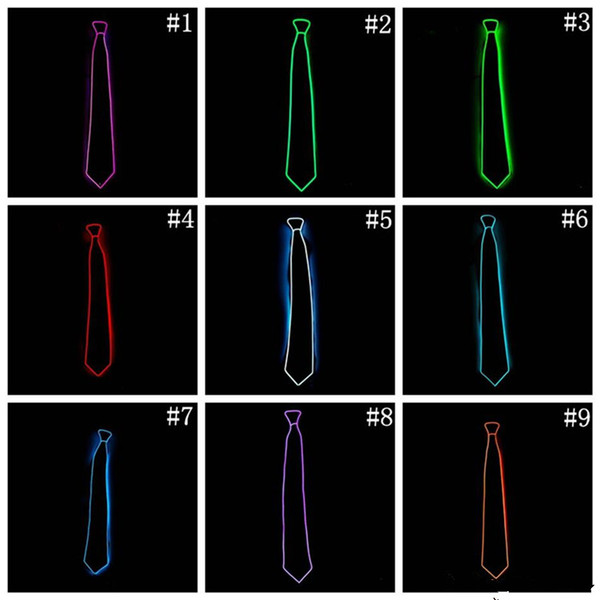 GLowing EL Wire Neck Tie 10 Colors LED Flash Men Necktie For Club Cosplay Evening Party Decoration