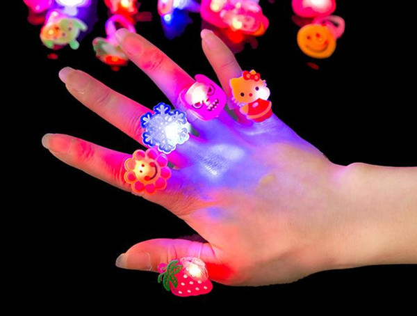 Toys Children Flash Rings LED Colorful Creative Gift Finger Emitting Light-Up Toys Interesting Trendy ABS Environmental Toys 20 Styles JF