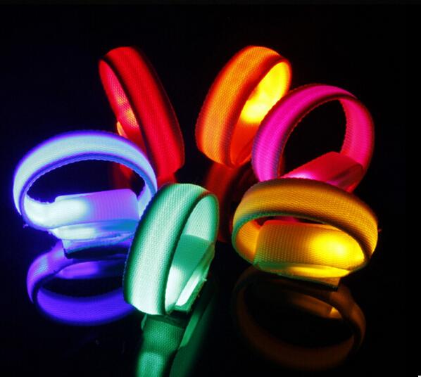 50pcs Freeshipping Fashion LED Armband Reflective bands Safety Warning Sports Flashing Safety Arm Bands pure color 7 colors