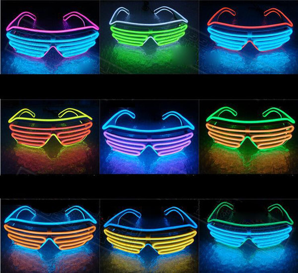 El Wire LED Double color blinds glowing Glasses led DJ flashing glasses Halloween Birthday Party Christmas gifts glasses gift