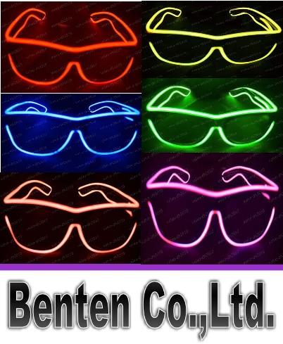 Simple el glasses El Wire Fashion Neon LED Light Glow Sun Glasses Rave Costume Party DJ Bright SunGlasses LLFA