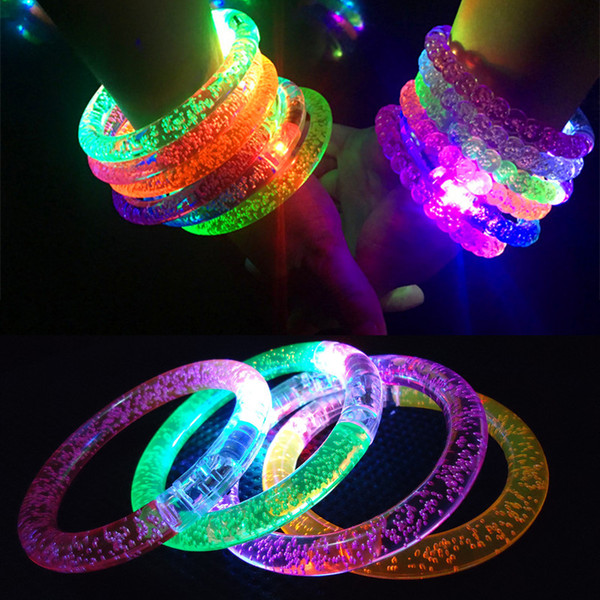 LED Flash Bracele Glow Color Changing Light Acrylic Bracelet Lamp Luminous HandRing Party Fluorescence Club Stage Bangle Xmas