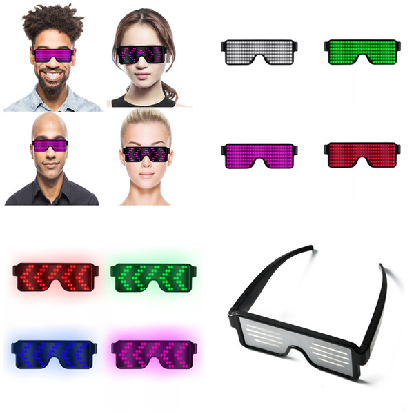 LED Flash Light Glasses 3D Dynamic Luminous Display Screen Glasses USB Charge For Party Festival Ornaments Rave Props Toys B238