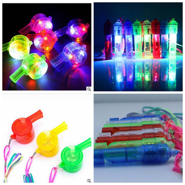 LED Luminous Whistle Colorful Noctilucent Whistle Lamp Toy Kids Children Birthday Party Festival Novelty Props Noise Maker Toys YL34