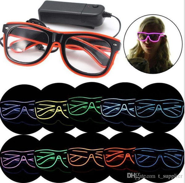 10 Colors Flashing EL Wire Led Glasses Luminous Party Decorative Lighting Classic Gift Bright Light Festival Gift c045