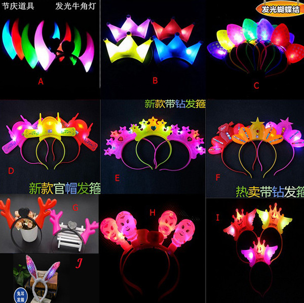 Hot Sale 20 pcs Women Girl Light-Up Flashing Hair Accessories Headband LED Flash Party