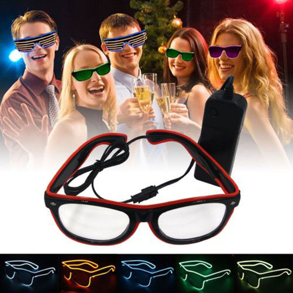 LED Party Glasses Fashion EL Wire Glasses Birthday Christmas Halloween Party Bar Decorative Supplier Luminous Glasses Eyewear Funny Shinning