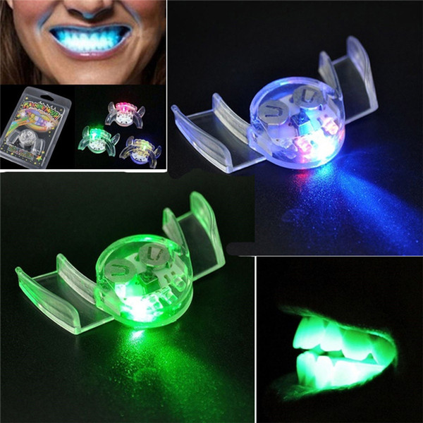 Flashing LED Light Up Mouth Braces Piece Glow Teeth For Halloween Party LED Rave Toys Flashing Teeth Mouth Toy SS156