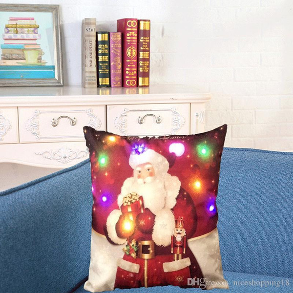 Sales products 4style Creation Led Light Luminous Pillow Case Christmas Santa Claus Reindeer Pillow Case Sofa Car Decor Cushion 45*45cm