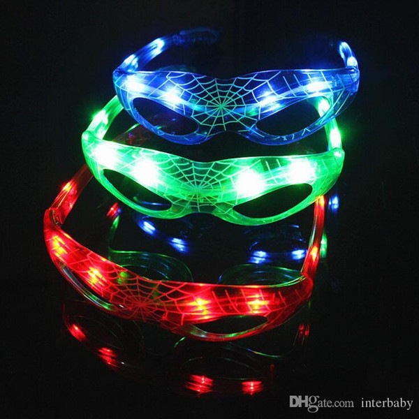 LED Spiderman Glasses Flashing LightUp Glasses Dancing Birthday Party Christmas Halloween Night Rave Party Glow Mask Supply 3 Colors H765