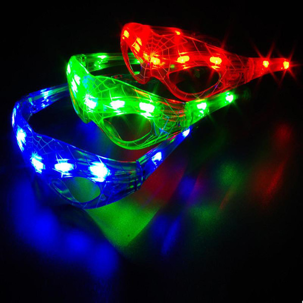 New Spiderman style Baby Kids Christmas Gifts luminous glasses Toys LED Luminous spider cool flashing light up Party toy glasses