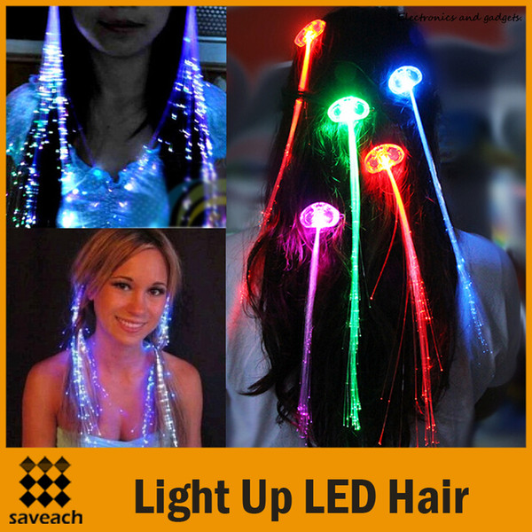 Luminous Light Up LED Hair Extension Flash Braid Party girl Hair Glow by fiber optic For Party Christmas Halloween Night Lights 5 Colors