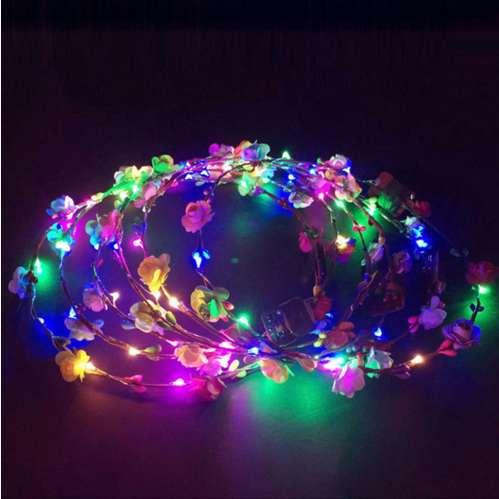 Night Party Wedding Headband Girls LED Light Up Flower Headband Hair Women Wreath Flashing Glow Crown Hair Accessories