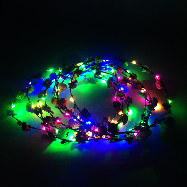 Multicolor Luminous Headwear Rattan Flower Wreath Glowing LED Head Band Party Wedding Decoration For Women Girls Masquerade