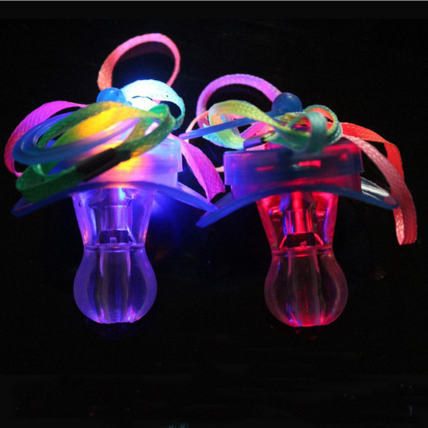 Light Up Pacifier Nipple Whistle Necklace Colorful Flash Led Whistle Stag Hen Party Concert Sports Cheering Glow Props survival tool favors