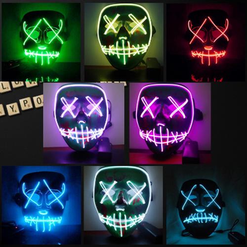 LED Light Mask Up Funny Mask from The Purge Election Year Great for Festival Cosplay Halloween Costume 2018 New Year Cosplay LE78