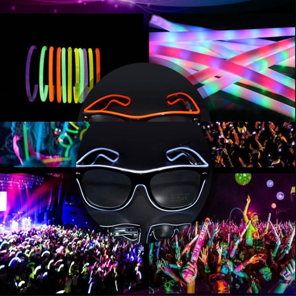 New LED Party Glasses Fashion EL Wire glasses Birthday Halloween party Bar Decorative supplier Luminous Glasses Eyewear