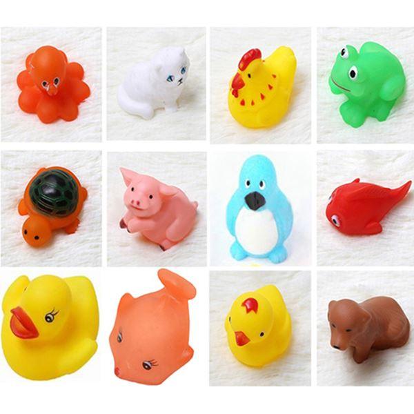 13Pcs Lovely Mixed Animals Soft Rubber Float Squeeze Sound Squeaky Bathing Swimming Toy For Baby