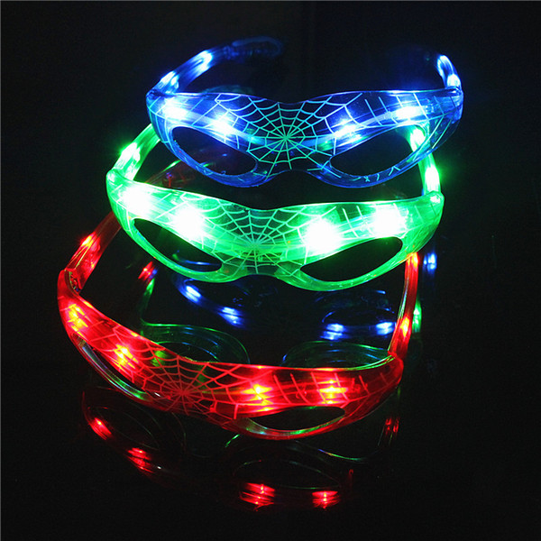 MOQ;10PCS Spiderman LED Light Flashing Glasses Cheer Dance Mask Christmas Halloween Days Gift Novelty LED Glasses Led Rave Toy Party Glasses