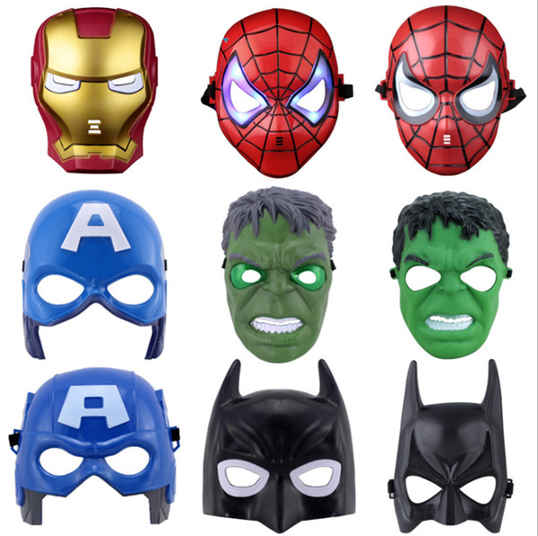 HOT Sale Batman, Spide rman, Iron Man,The Hulk & Captain Americas , Avengers Masks All have LED lights , Free Shiipping