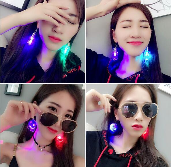 Light Up LED Earrings Fashion Colorful Light Bulb Stud Earring Dance Party Accessories Supplies for Women colorful shiny light bulb earrings