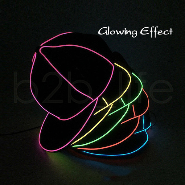 10styles EL Peaked Cap LED Light Up Glow Hat Black Fabric Sports Costume Luminous Cap Fluorescent pub Dancing Party