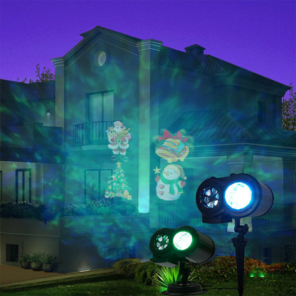 Water Wave Christmas Light Projector 2 in 1 LED Party Light with 18 Slides Patterns Multicolor, Outdoor Indoor Waterproof Decorative Light