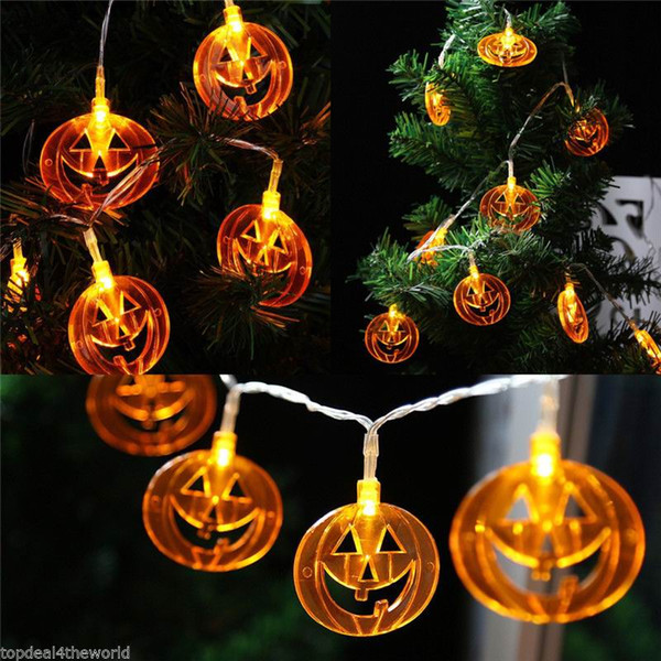 Battery Powered 10 LED Translucent 3.94ft Orange Pumpkin Halloween String Lights