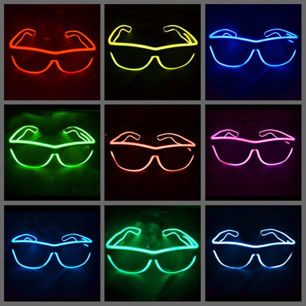 Simple el glasses El Wire Fashion Neon LED Light Glow Sun Glasses Rave Costume Party DJ Bright SunGlasses