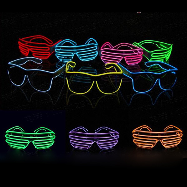 EL Glasses EL Wire Fashionable Neon LED Light Glowing Sunglasses Rave Costume Party DJ Multiple Colors Black Frame