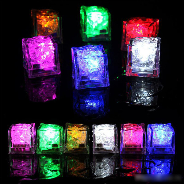 7 Color Flash Ice Cube Water-Actived Flash LED Light Put Into Water Drink Flash Automatically for Party Wedding Bars Christmas toys