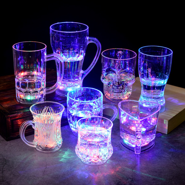 LED Party Lights Square Color Changing LED Beer Mug Bar Glowing Mug Blinking Flashing Novelty Party Supply