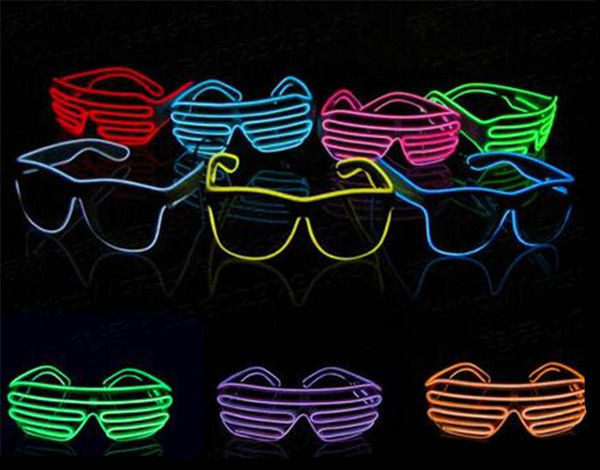 New Arrival Led Glasses EI Wire Fashion LED Light With Switch Shutter Shaped Glow Glasses Rave Costume Party DJ Flash Glasses