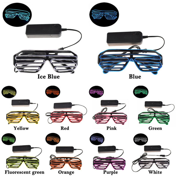 Simple EL glasses El Wire Fashion Neon LED Light Up Shutter Shaped Glow Sun Glasses Rave Costume Party DJ Bright SunGlasses