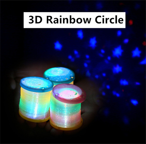 3D Projection Rainbow Circle Color Randomly Glow in Dark Magic Plastic Slinky Rainbow Circle Christmas Gift Children's Toys epacket free