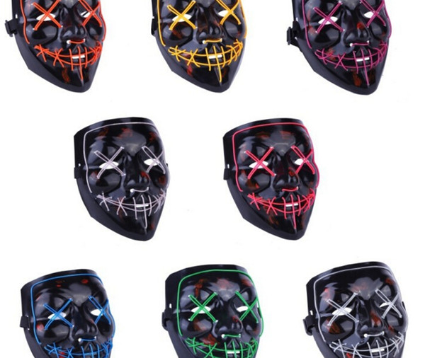 LED Light Mask Up Funny Mask from The Purge Election Year Great for Festival Cosplay Halloween Costume 2018 New Year Cosplay