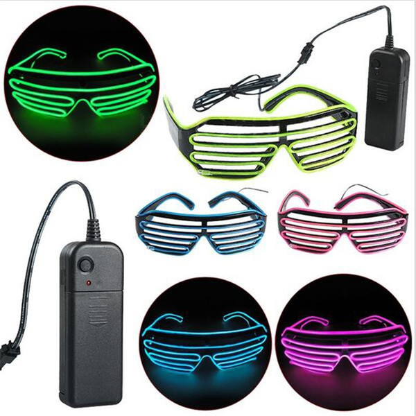 EL Wire Led Glasses Fashion Neon LED Light Up Shutter Shaped Glow Sun Glasses Rave Costume Party DJ SunGlasses Party Decor