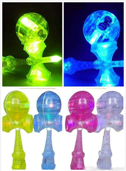 DHL 2018 games Intelligence toys light up flash light Skills ball 18.5cm skills sword ball jade sword plastic LED kendama ball toy