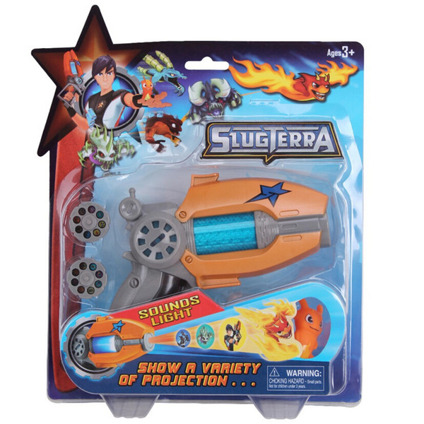 23CM Cartoon Anime Slugterra Sounding Light Toy Gun Give 1 Slugterra Doll Action Figure As Presents Boy Projection Pistol Gun