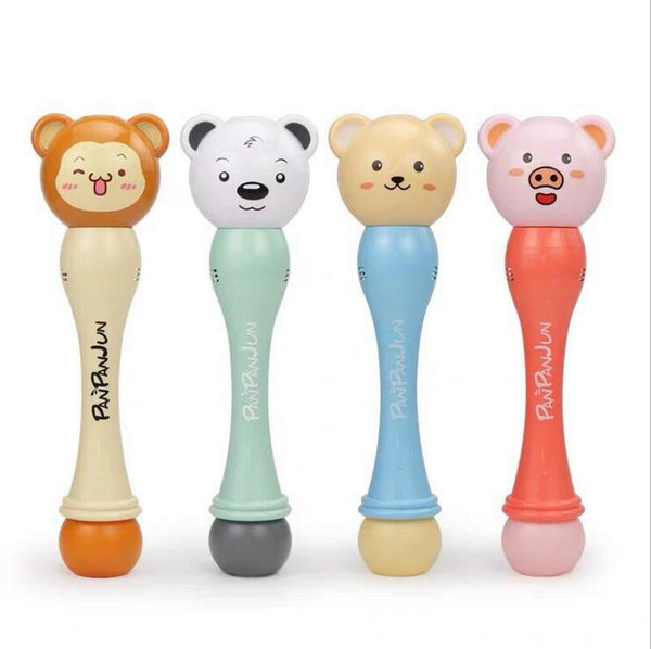 New 4 Styles Automatic Bubble Machine Flashing Music Cartoon Cute Animals Novel Light up Wand Colorful Soap Bubbles Outdoor Toys