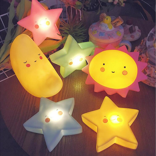 Night Light Led Smile Face Cartoon Star Moon Sun Night Lamps Kids Baby Bedside Light Children Gift Baby Child Bedroom Or Party Decor